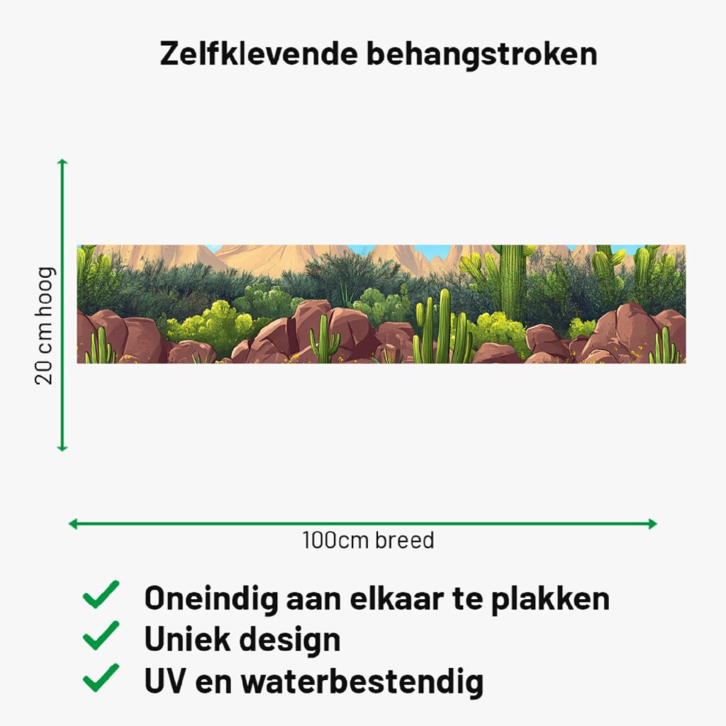 Zelfklevende behangrand Cactuswoestijn