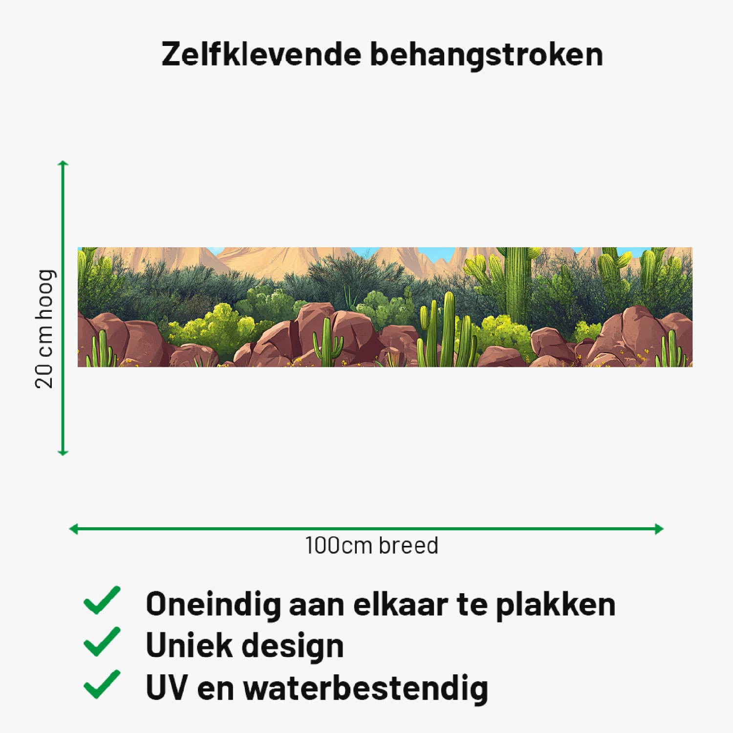 Zelfklevende behangrand Cactuswoestijn Zelfklevende behangrand Cactuswoestijn