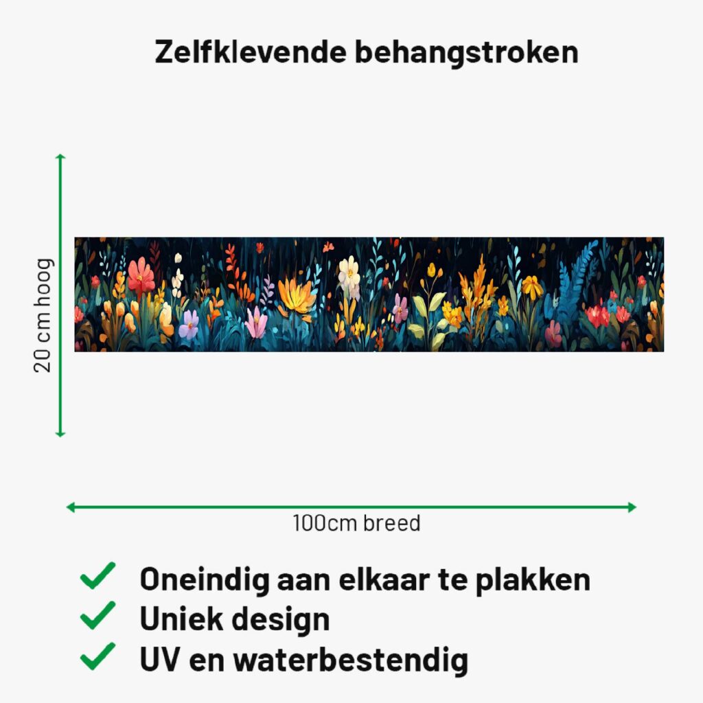 Zelfklevende behangrand Kleurrijk Bloemenbos