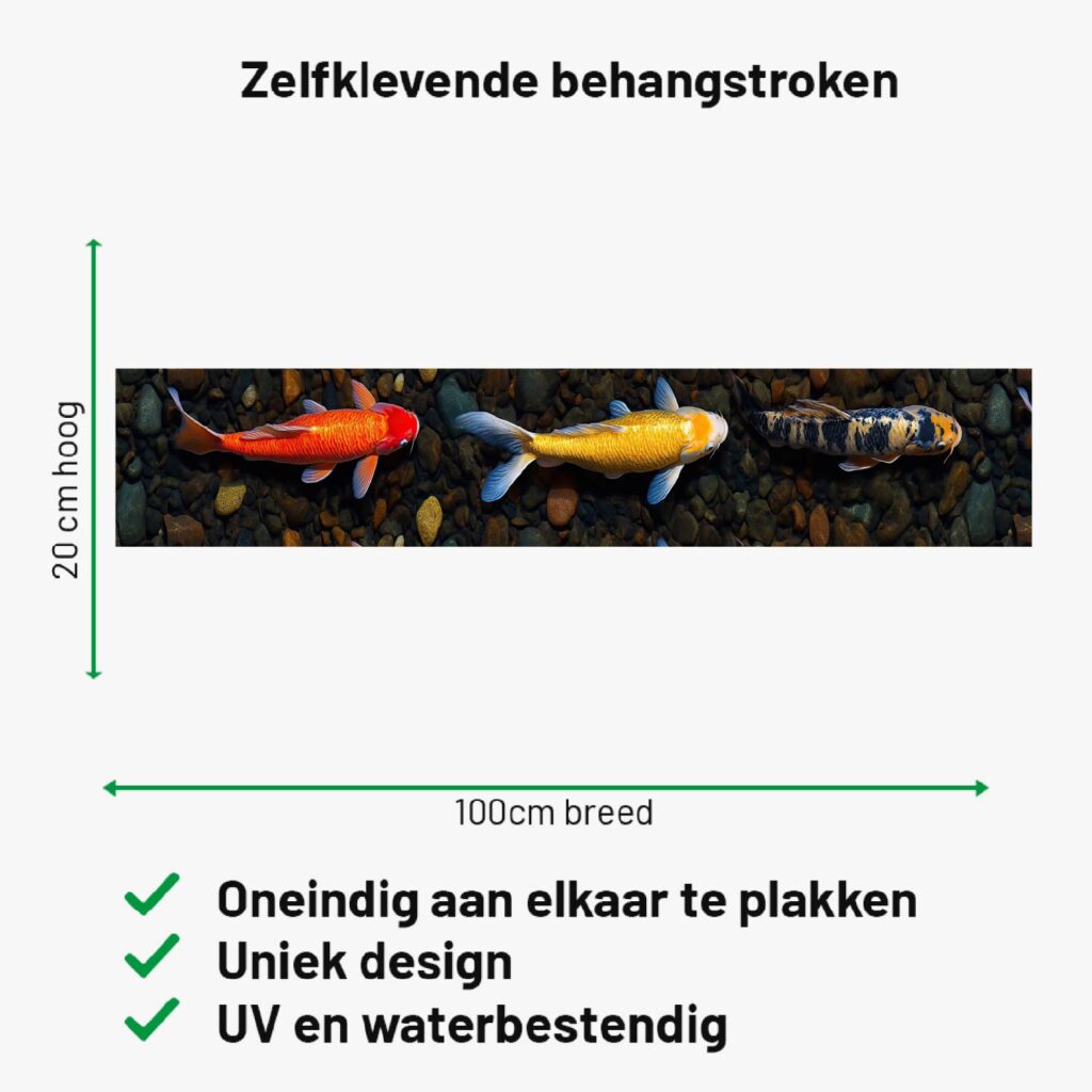 Zelfklevende behangrand koi karpers