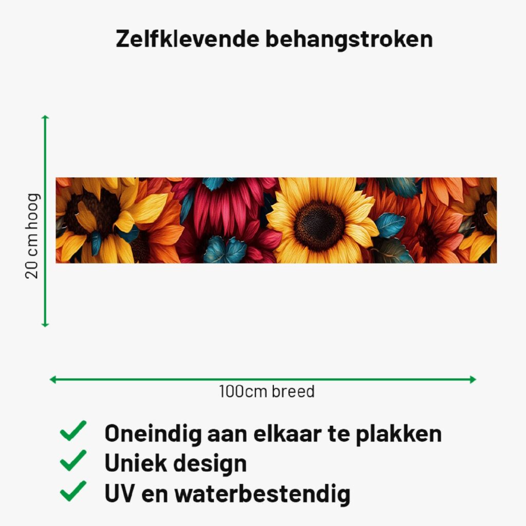 Zelfklevende behangrand zonnebloemenmotief