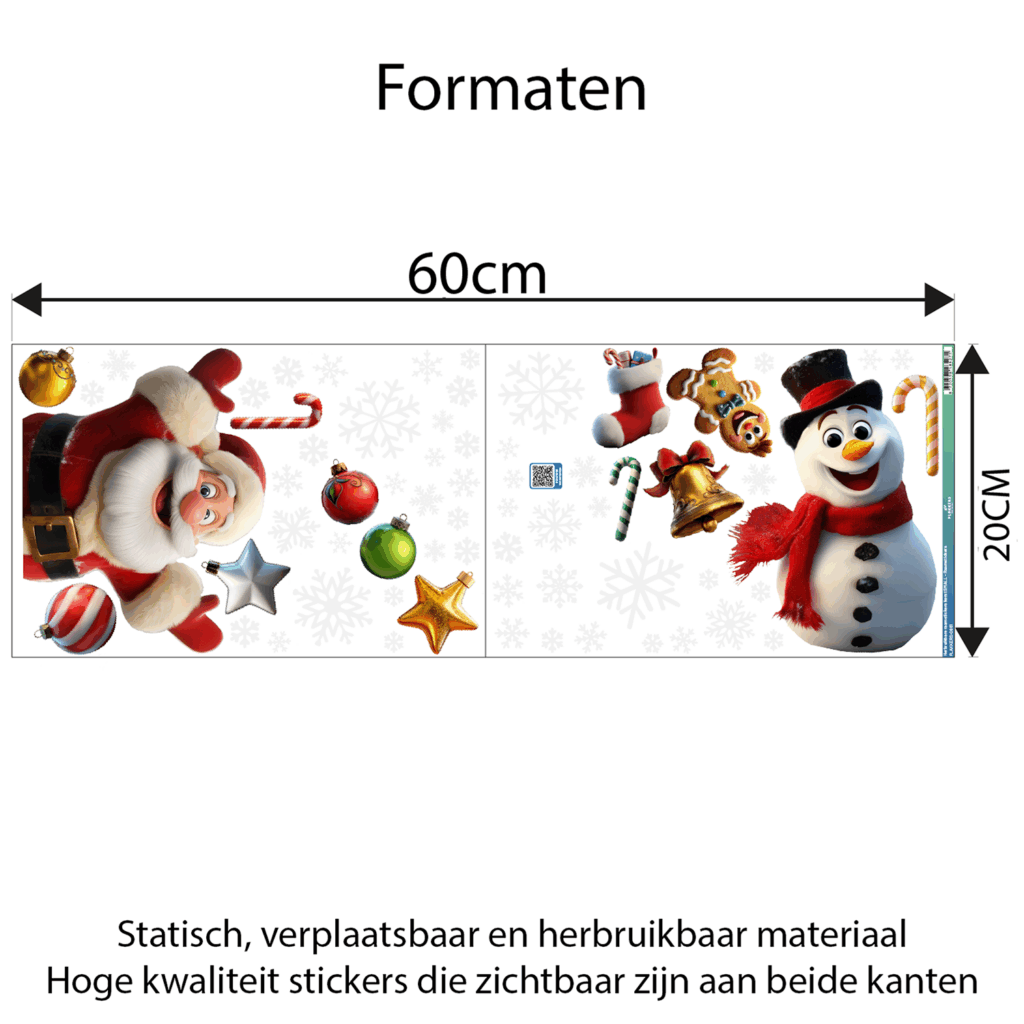 Raamstickers Kerst SMALL - Kerstman, sneeuwpop, kerstballen & sneeuwvlokken - Herbruikbare kerst stickers jong en oud gezellig feest