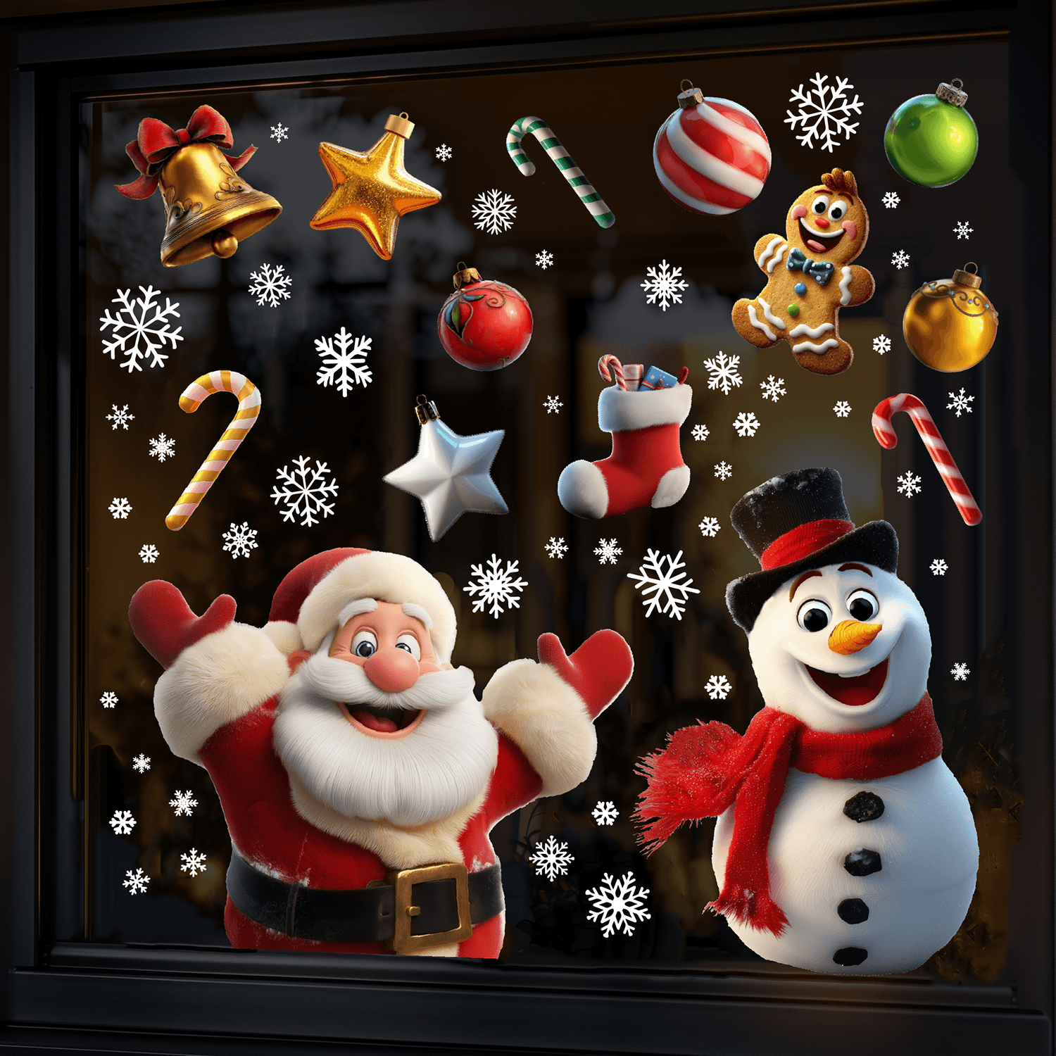Raamstickers Kerst SMALL – Kerstman, sneeuwpop, kerstballen & sneeuwvlokken – Herbruikbare kerst stickers jong en oud gezellig feest Raamstickers Kerst SMALL - Kerstman, sneeuwpop, kerstballen & sneeuwvlokken - Herbruikbare kerst stickers jong en oud gezellig feest
